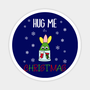 Hug Me It's Christmas - Hybrid Cactus In Christmas Themed Pot Magnet